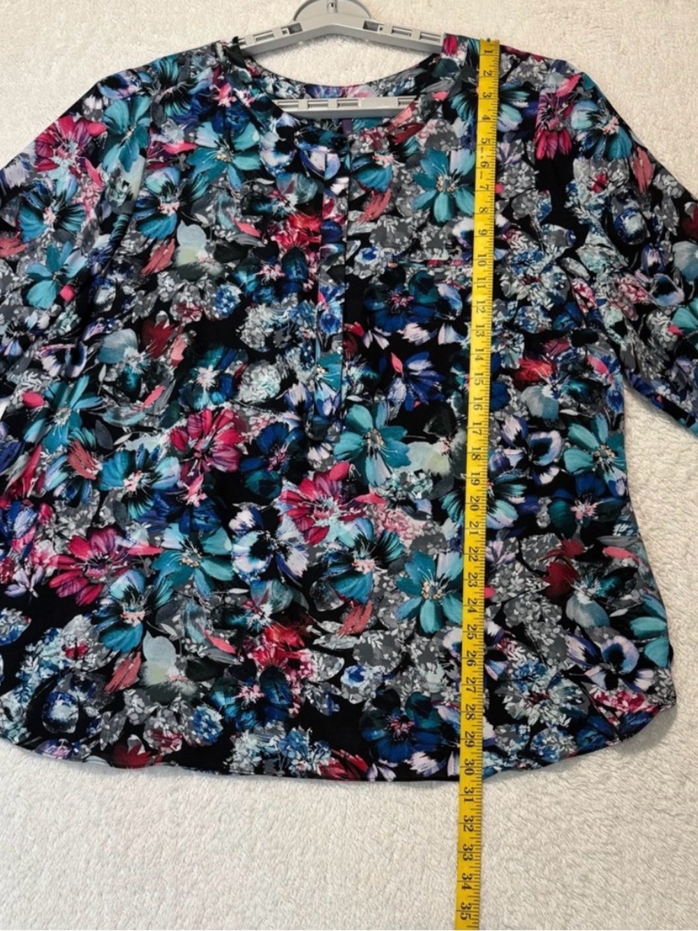 NYDJ Floral 3/4 Sleeves Pleated Back Top Size 2X Multicolor - Picture 9 of 11
